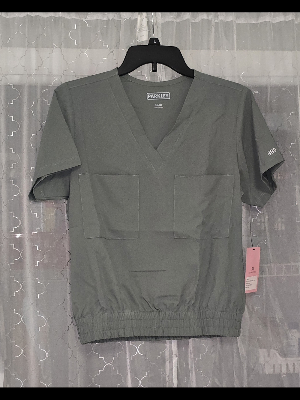 Parkley Olive Green V-Neck Scrub Top
